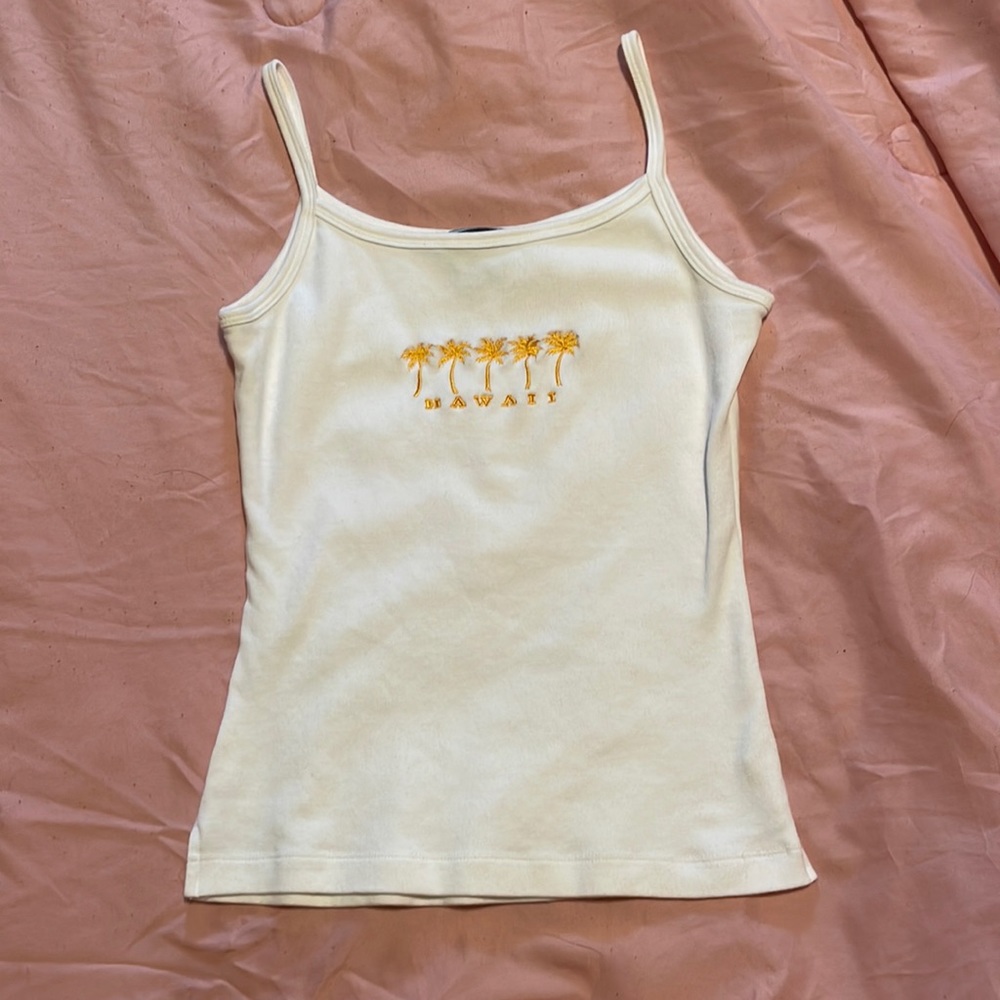 “Hawaii” tank top with palm trees